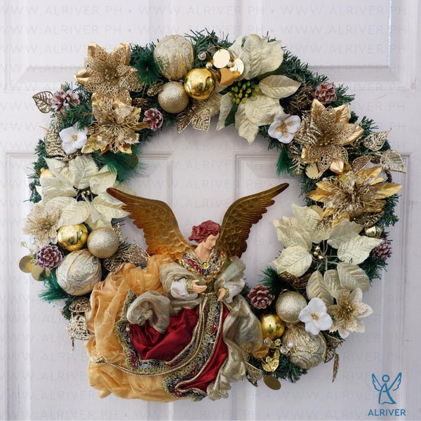 Mirabelle Floral Wreath with Angel (Medium 21" dia)