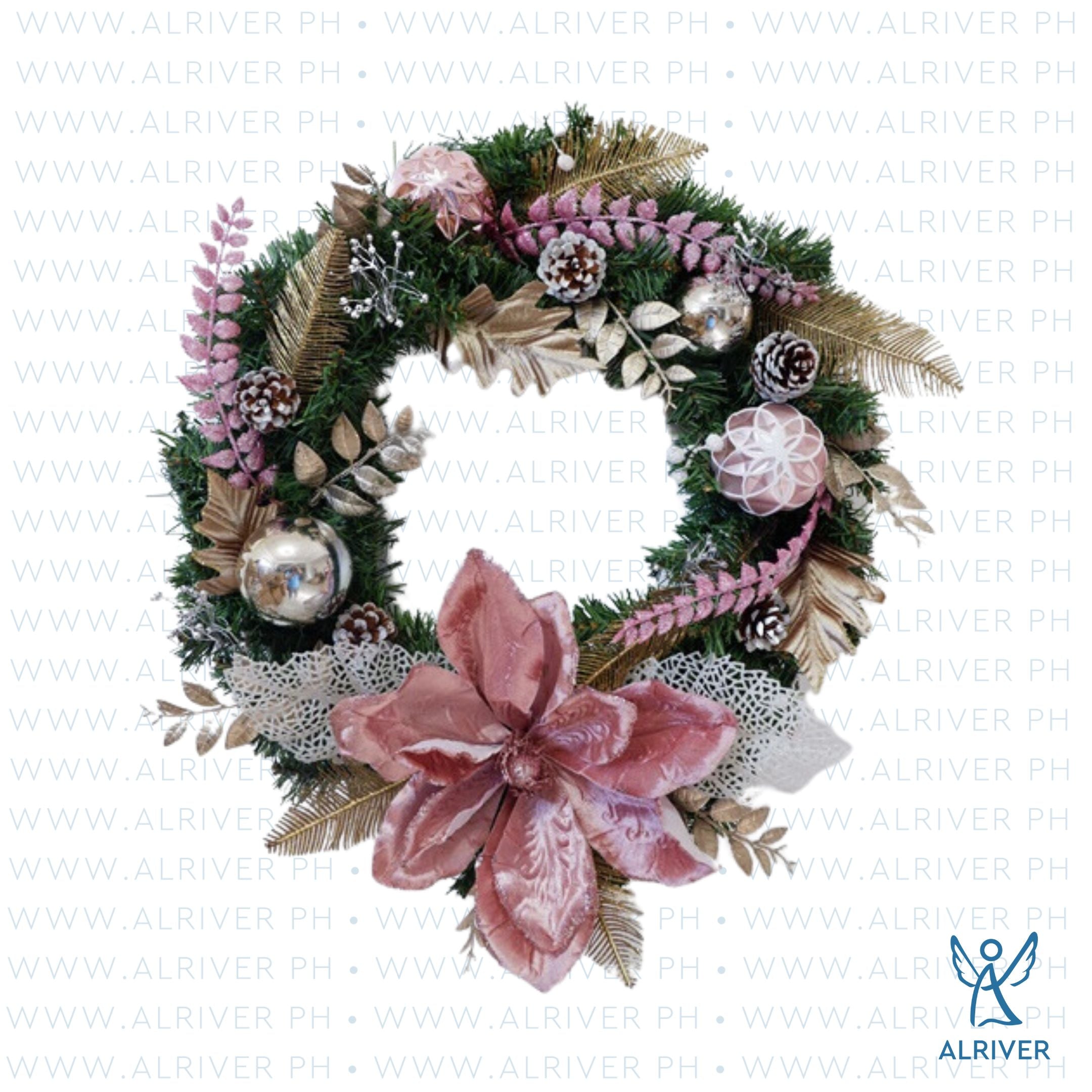 Isabel Pink Christmas Wreath (Medium 21