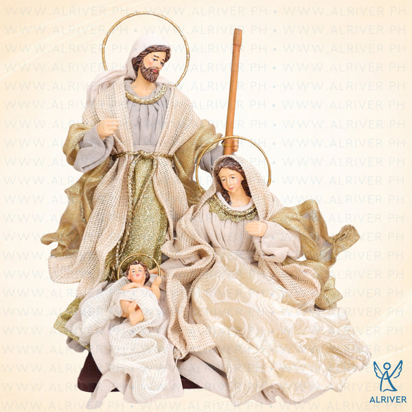 9" Jaime Holy Family on Base, Beige Natural Gold (with gift packaging)