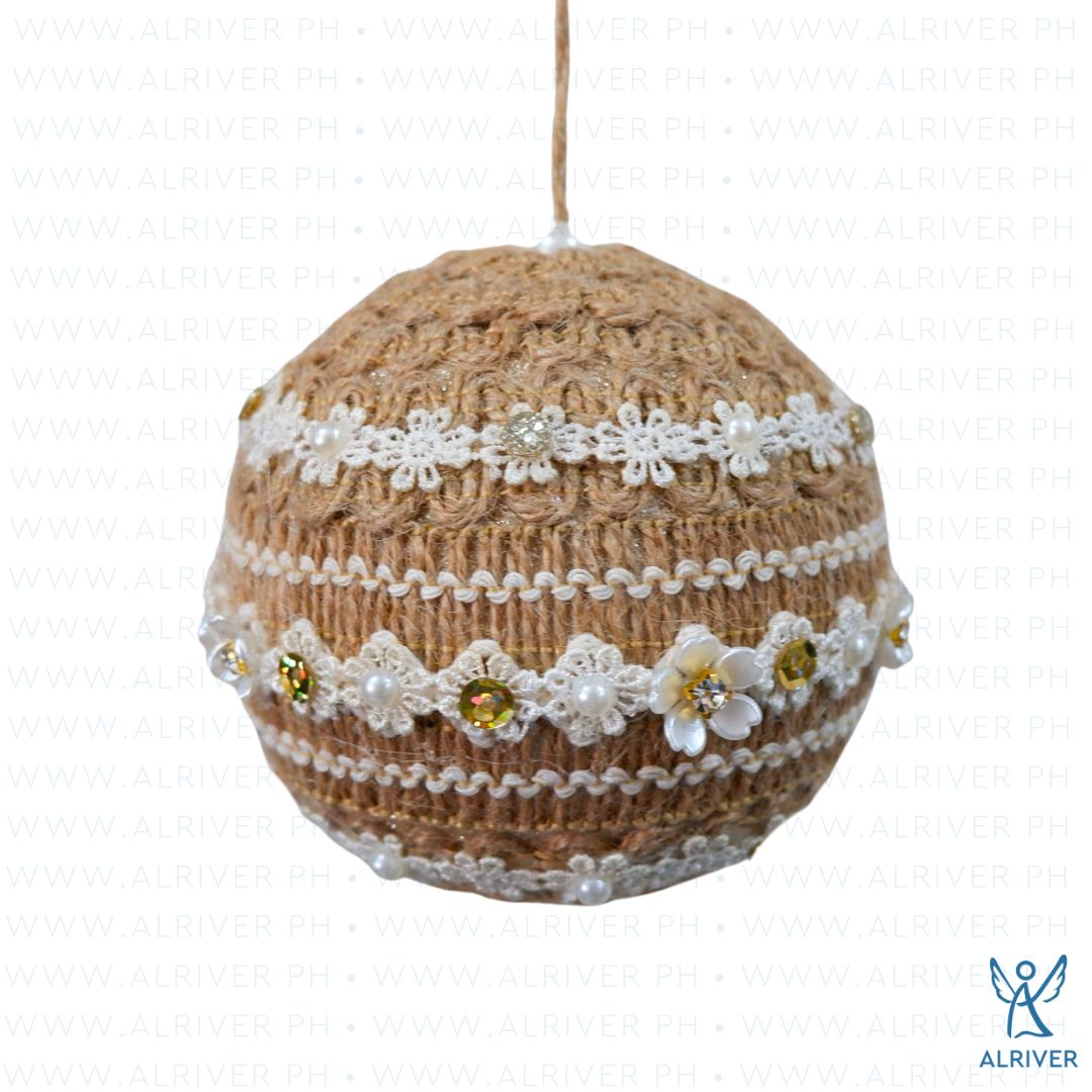11cm Likha Hanging Ball Ornament with Jute string and Pearls