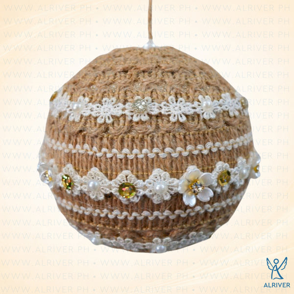 11cm Likha Hanging Ball Ornament with Jute String and Pearls