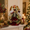 14" Madelyne Standing Angel with Harp, Burgundy Green