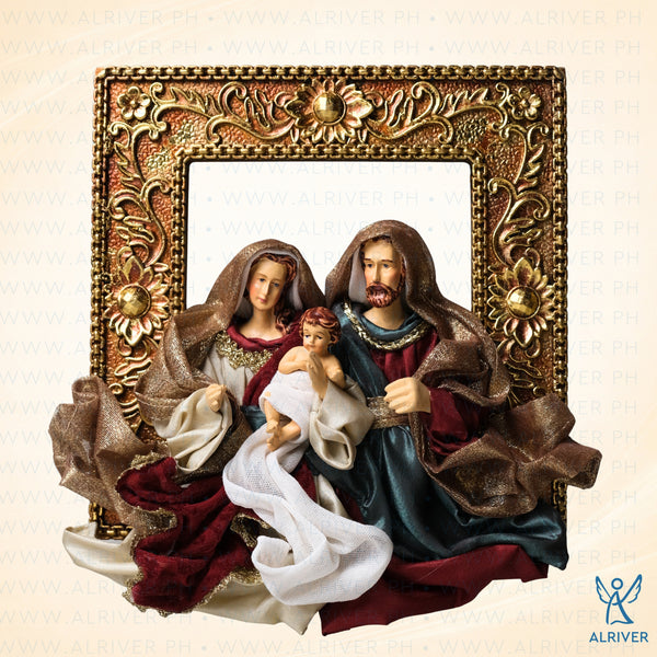 Manuel Holy Family on Hanging Frame, Burgundy Multicolored