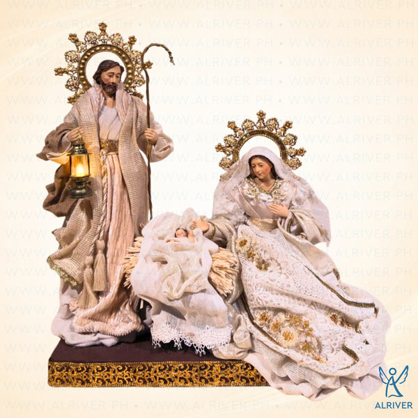 12" Marj Holy Family on Base, Beige Natural