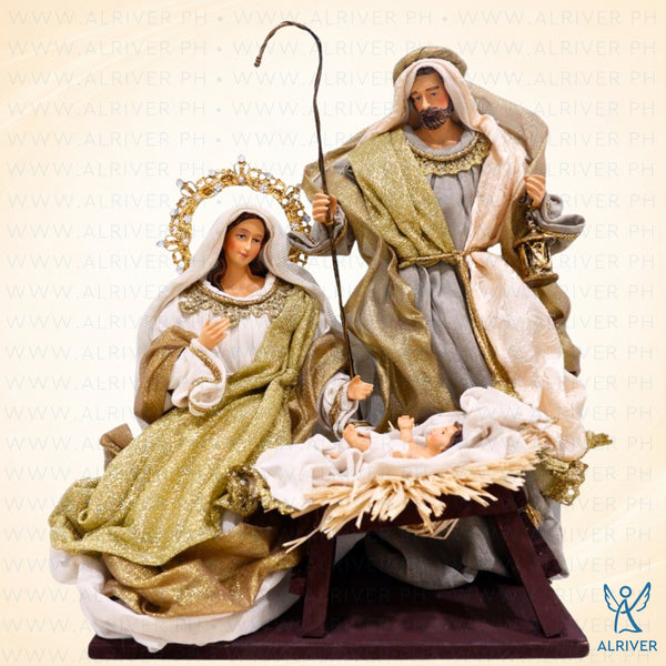 14" Martin Holy Family on Base, Beige Gold