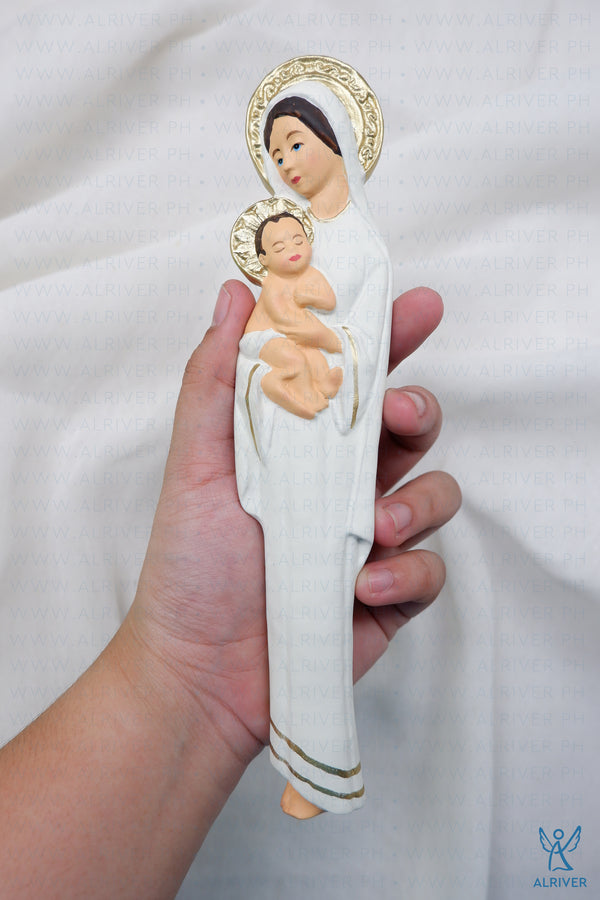 8" Madonna and Child Resin Figure, Beige