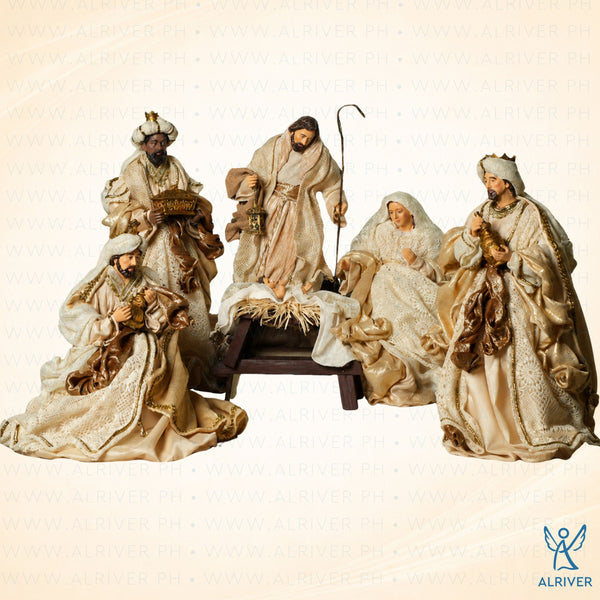 14" Mayumi  Nativity Set, Natural Beige