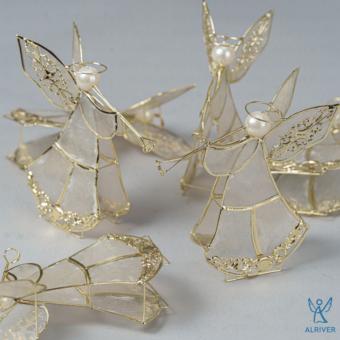 Angel of MELODY Capiz Ornament, White Gold