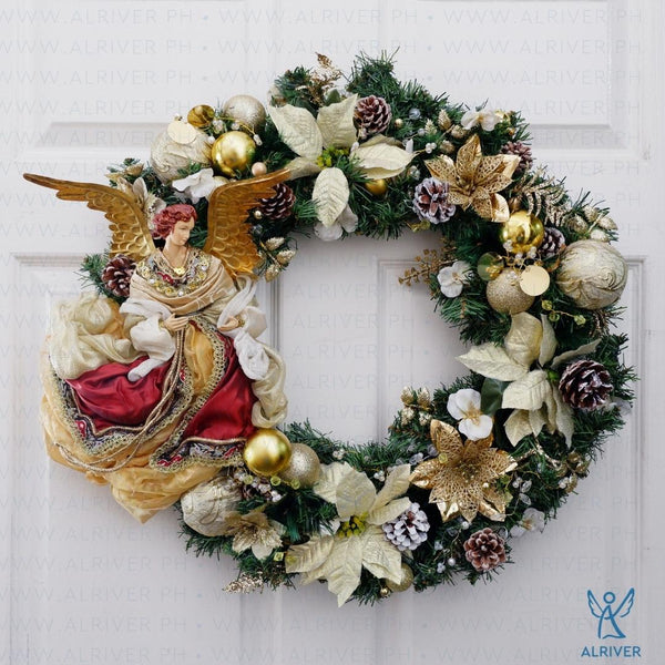 Michelle Floral Wreath with Angel (Medium 21" dia)