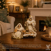 7" Miguel Holy Family on Base, Beige Gold Brocade