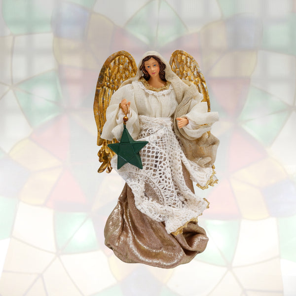 8" Monika Christmas Angel with Resin Green Parol in Gift Box