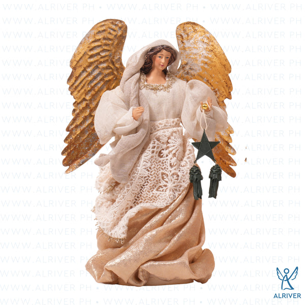 8" Monita Christmas Angel with Green Parol