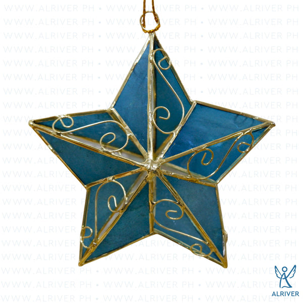 Blue Star Capiz Ornament