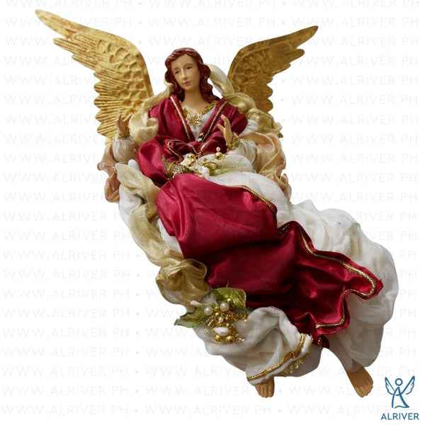 25" Katie Sitting Angel on base, Beige Burgundy