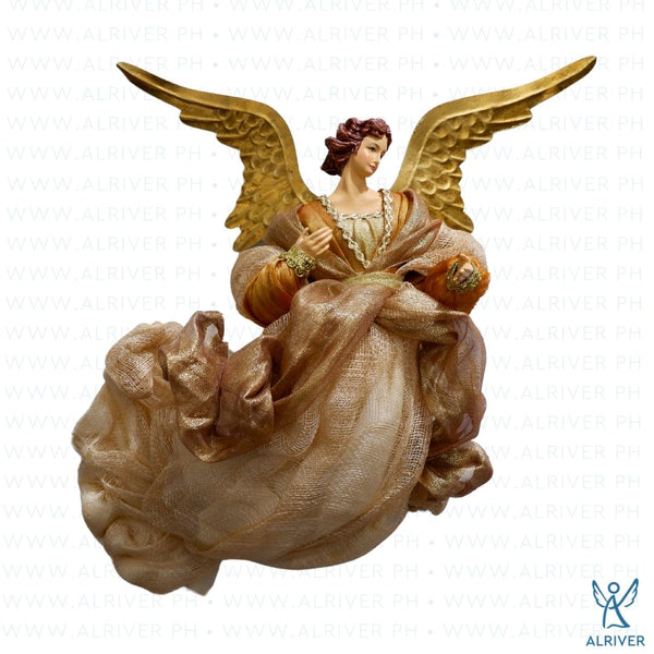 14" Faye Flying Angel, Beige Gold Sinamay