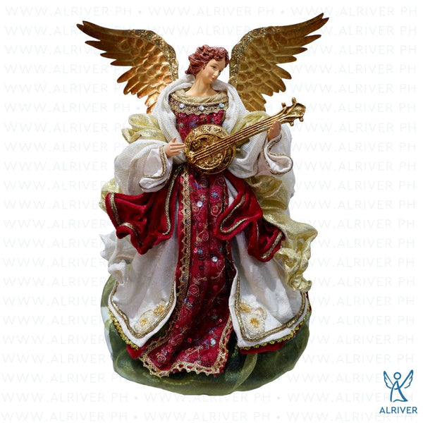 14" Samantha Standing Angel with Round Guitar