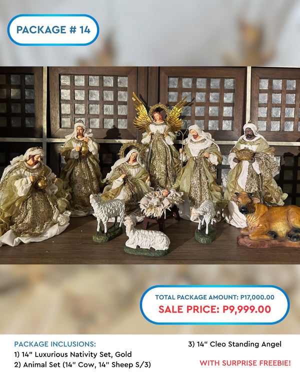 PACKAGE 14: 14" Gold Nativity Set  Package