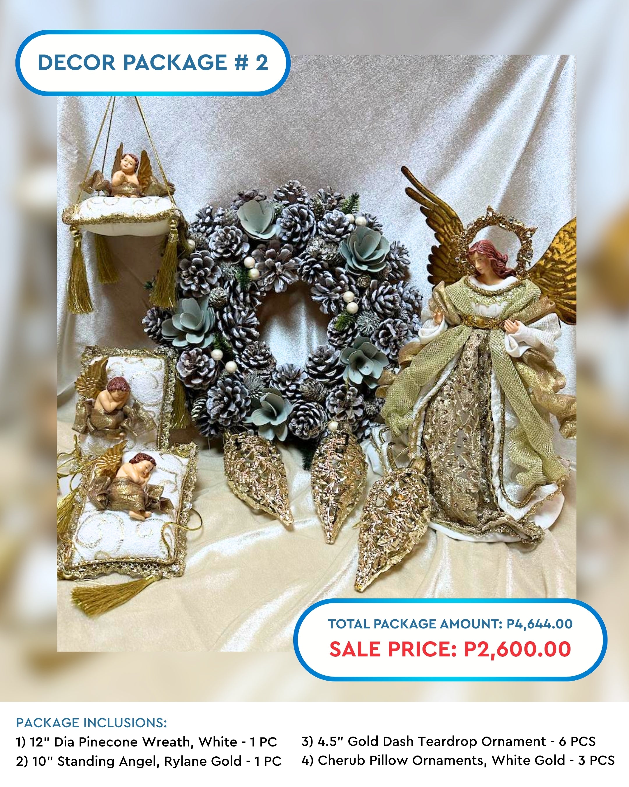 DECOR PACKAGE 2: Wreath, Angel & Cherubs with Ornaments