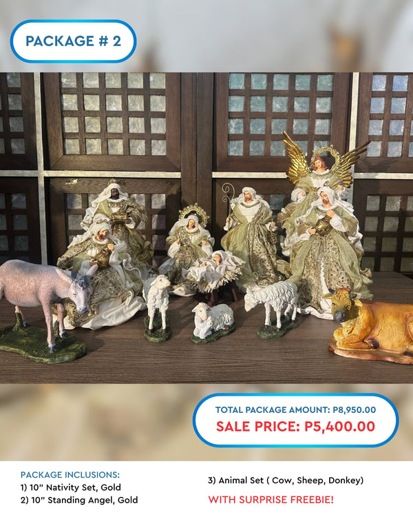 PACKAGE 2: 10" Gold Nativity Set Package