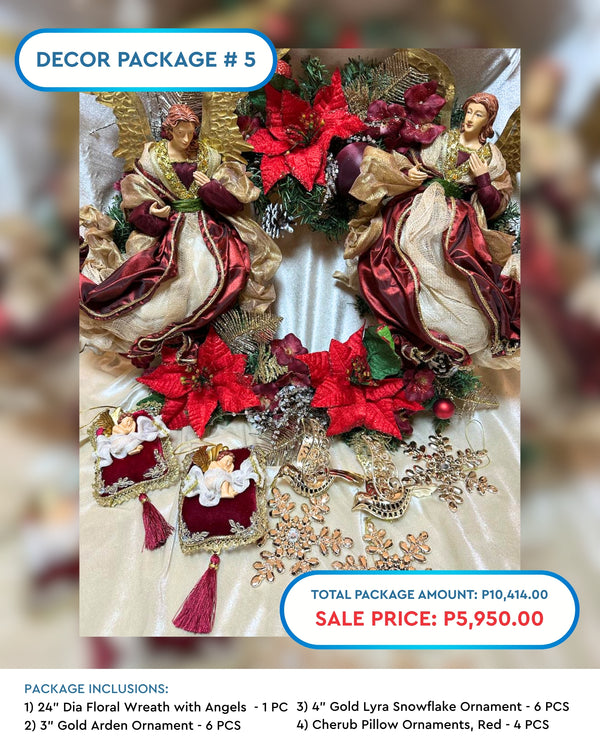 DECOR PACKAGE 5: Angel Floral Wreath and Ornaments