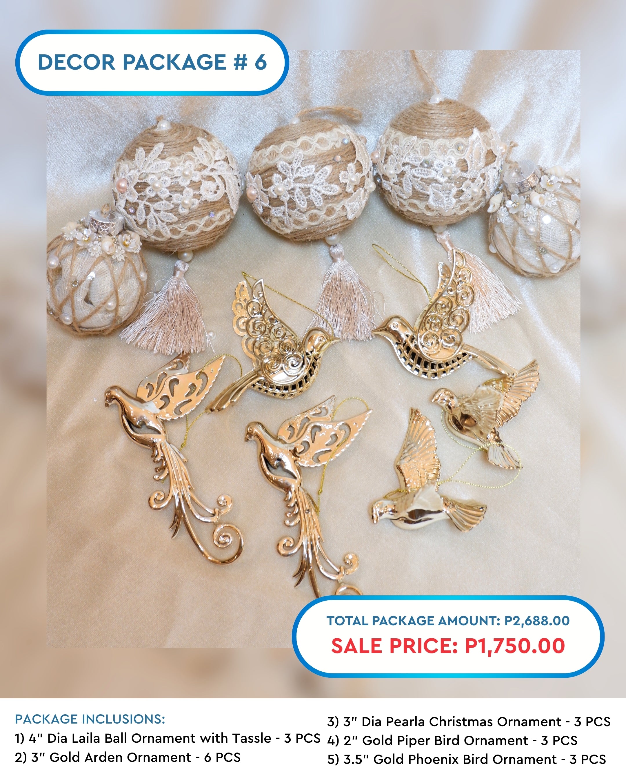 DECOR PACKAGE 6: Natural Christmas Ornaments