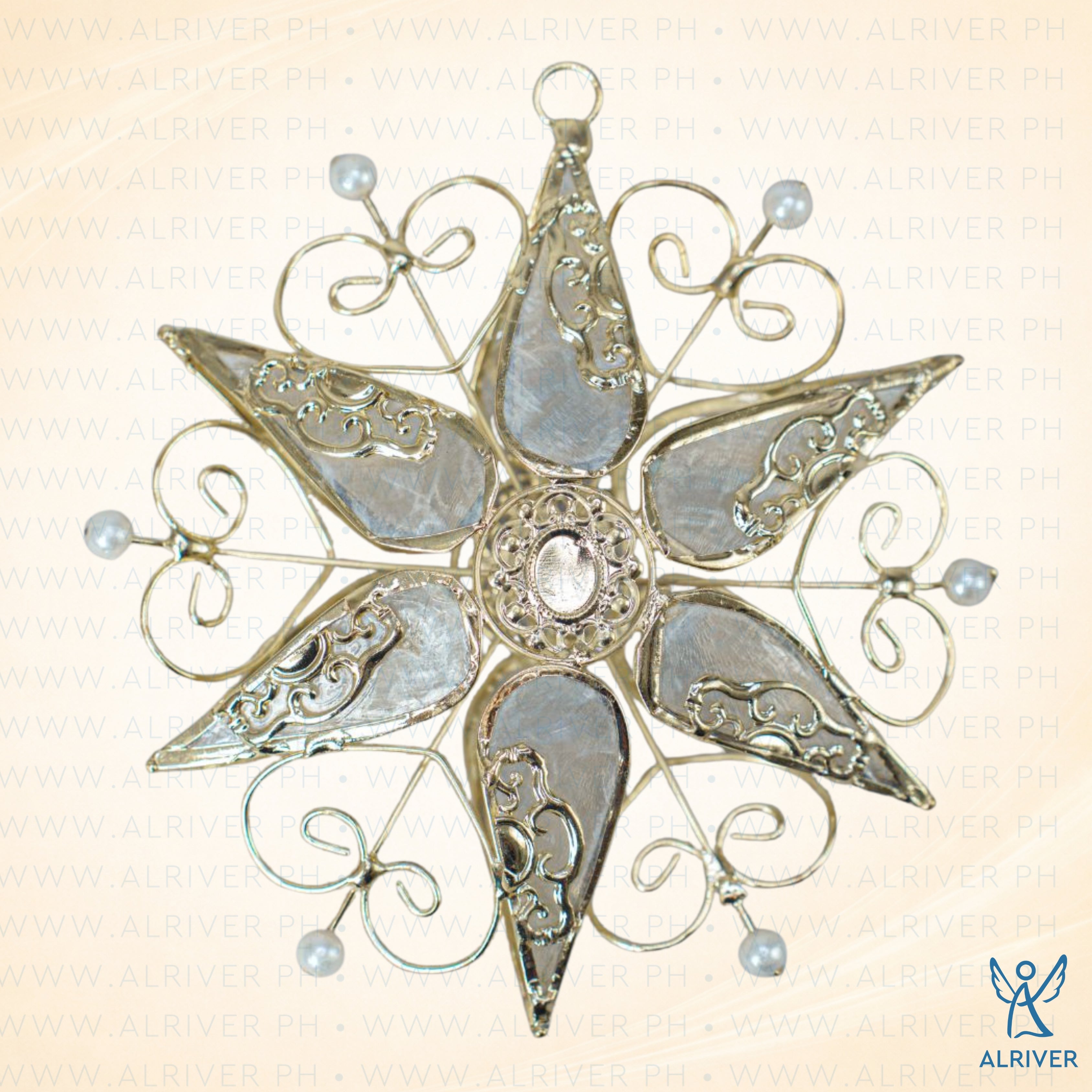 Parol with Pearl Capiz Ornament, White Gold