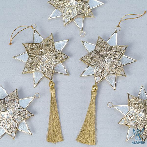 Parol with Tassel Capiz Ornament, White Gold