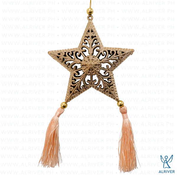 Pascua Beige  Star Ornament with Tassel