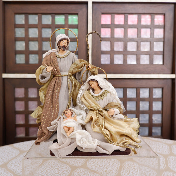 9" Pedro Holy Family on Base, Beige Gold (with gift packaging)