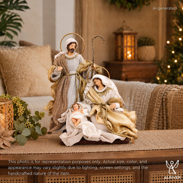9" Pedro Holy Family on Base, Beige Gold (with gift packaging)
