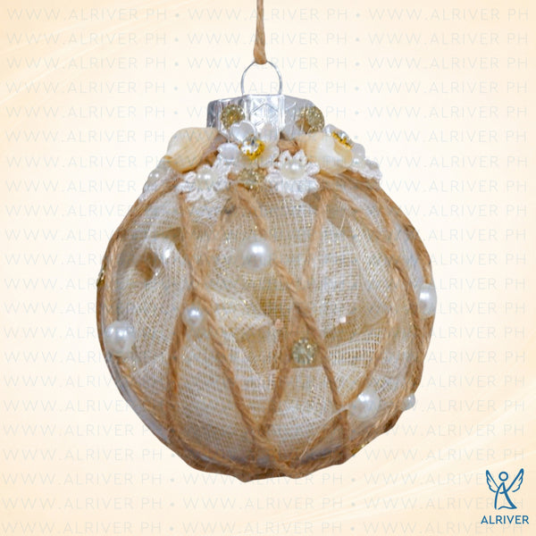 8.5 cm dia Perla Hanging Ball Ornament with Shell