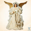 14" Perla Standing Angel with Capiz Halo and Guitar, Natural Tone