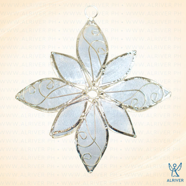 Poinsettia Capiz Ornament, White Gold