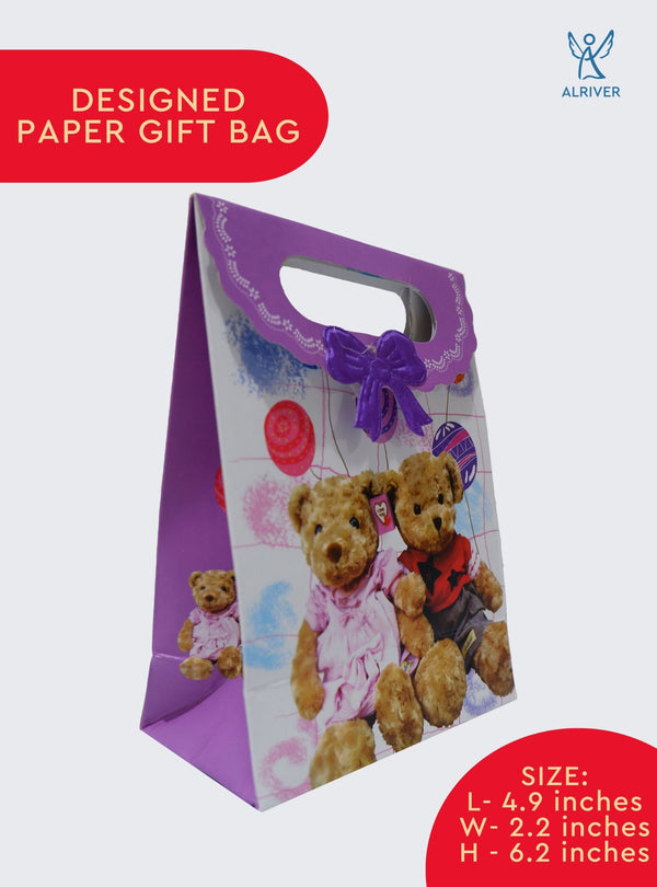 PURPLE BEAR  |  SMALL PAPER GIFT BAG