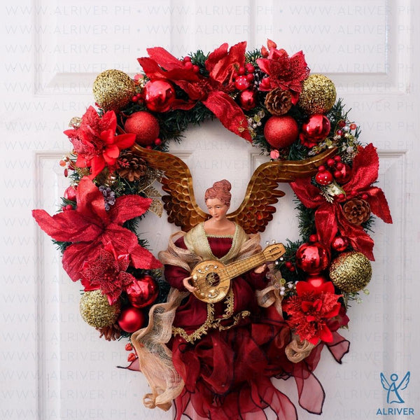 Rianne Floral Wreath with Angel (Large 24" dia)