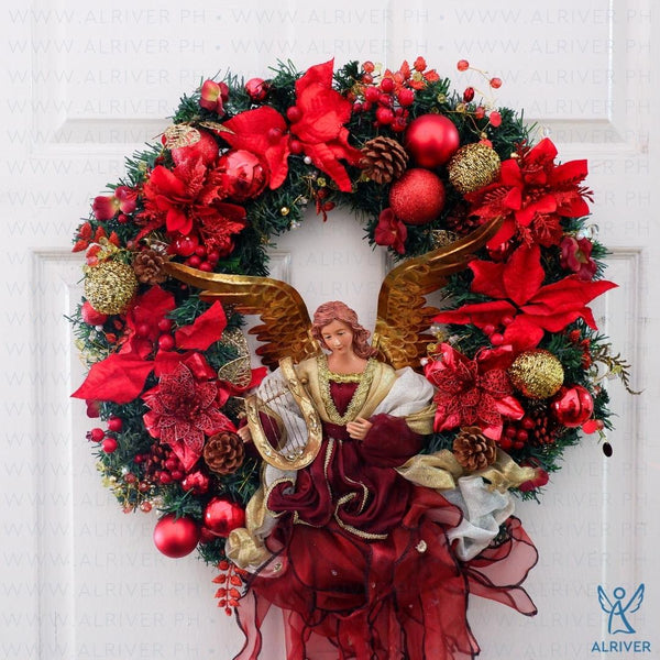 Rianne Floral Wreath with Angel (Large 24" dia)