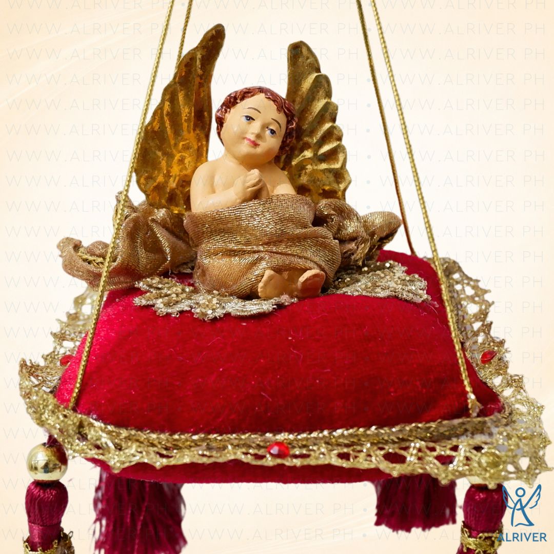 Ruby Cherub Burgundy Velvet  Pillow Ornament
