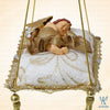 Sadie Sleeping Cherub Beige Gold Pillow Ornament
