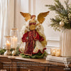 14" Samantha Standing Angel with Round Guitar, Burgundy Green