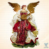 14" Samantha Standing Angel with Round Guitar, Burgundy Green