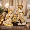10" Savino Holy Family on Base, Beige Gold Brocade