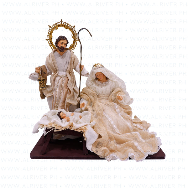 14" Celina Sinamay Holy Family on Base, Beige
