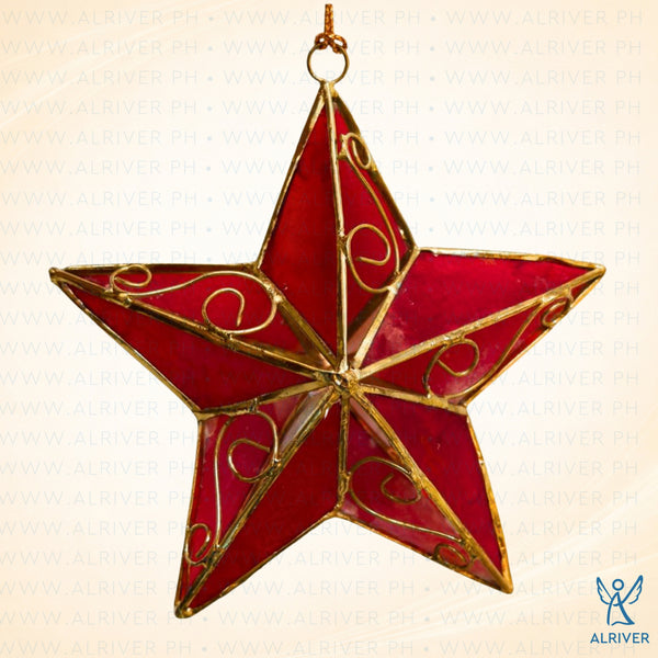 Red Star Capiz Ornament