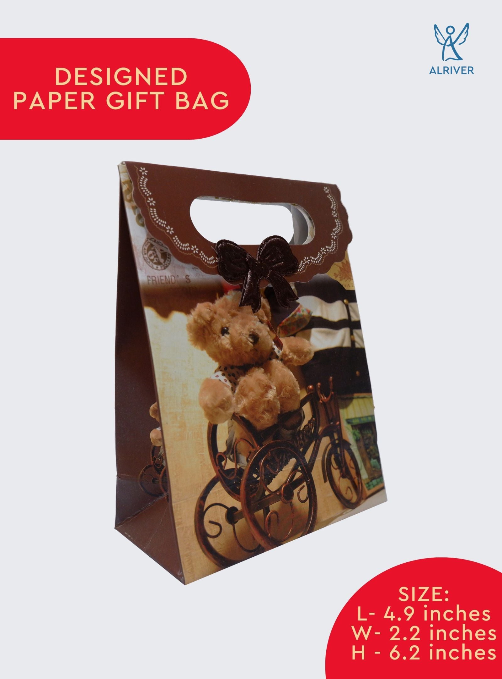 TEDDY BEAR BIKE |  SMALL PAPER GIFT BAG