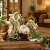 10" Teodoro Holy Family on Base, Green Beige Gold