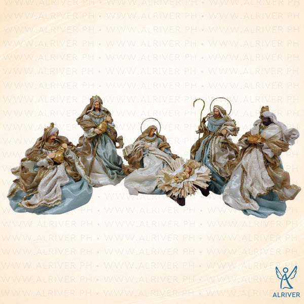 10" Tiago Nativity Set of 6, Blue Gold