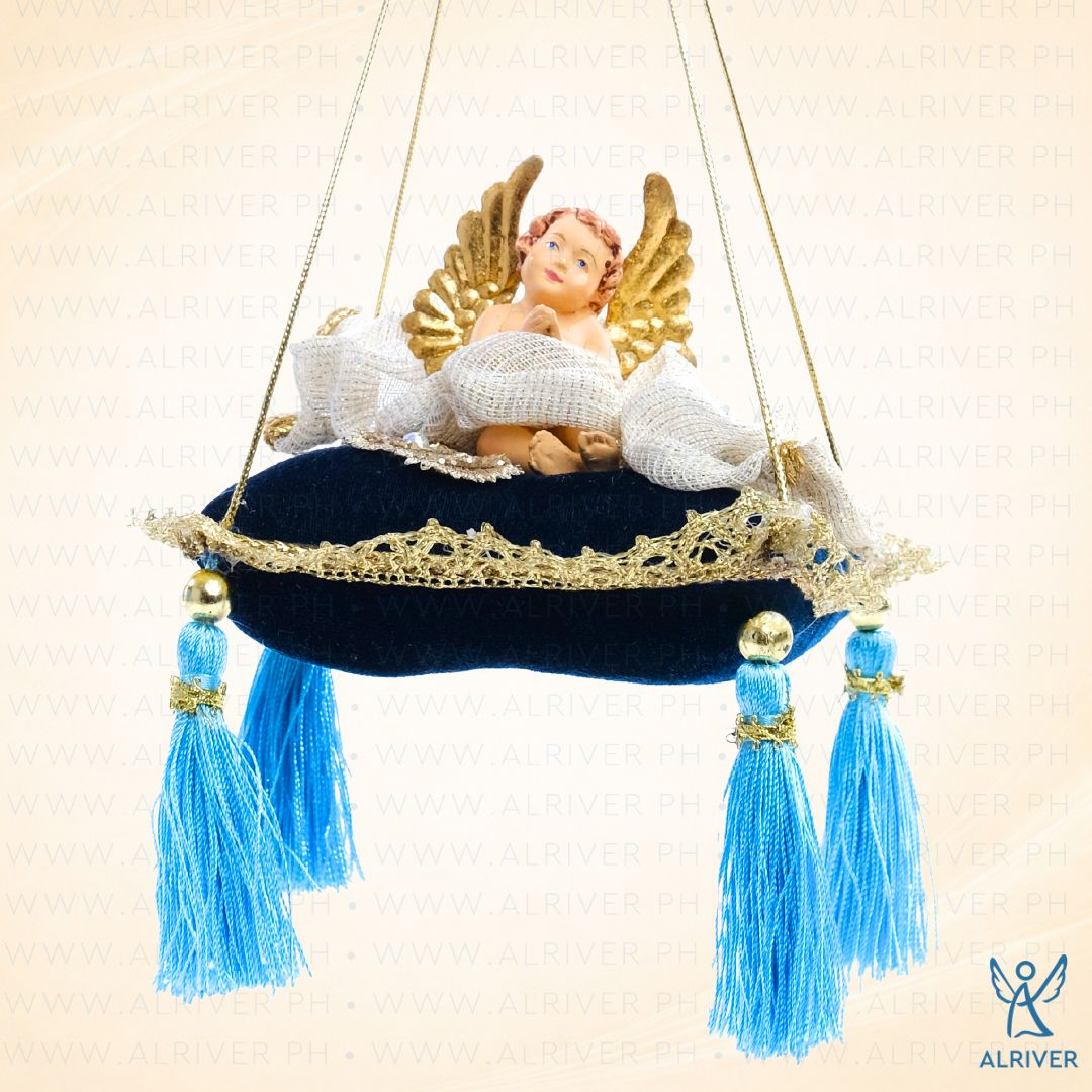 Tori Cherub Torquoise Blue Pillow Ornament