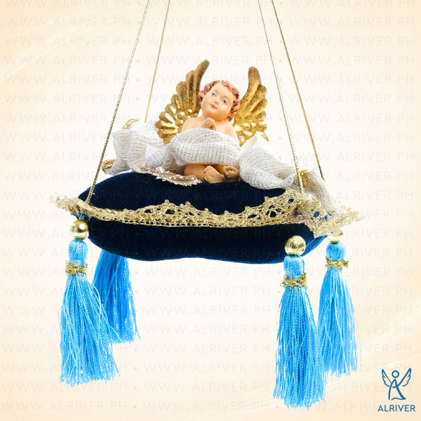 Tori Cherub Torquoise Blue Pillow Ornament