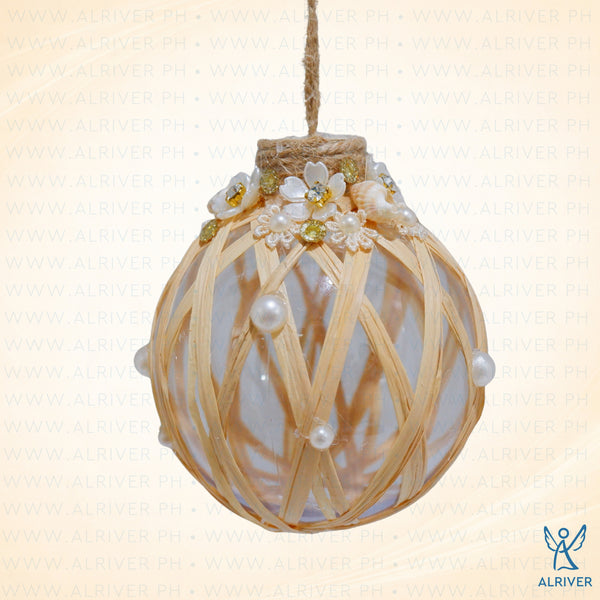 8.5 cm dia Vera Hanging Ball Ornament with Buli and Pearl