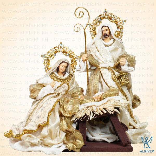 10" Vito Holy Family on Base, Beige Gold